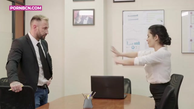Hot Latina MILF Fucking Young Office Boy with Big Cock - Rough Anal Sex by Bianka Blue & Tommy Cabrio