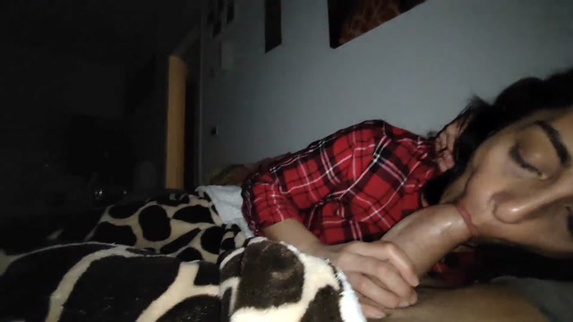 Silent Bedroom Encounter: Wife in Pajamas Sucks and Fucks Friend While Husband Watches